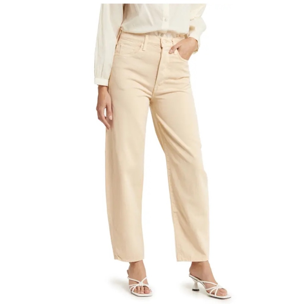 MOTHER The Curbside Ankle Shootin The Breeze High-Rise Jeans in Cream